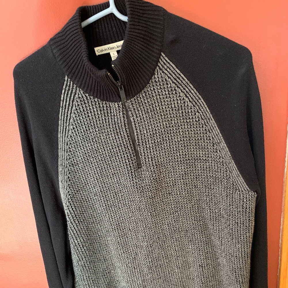 Men's wool quarter zip sweater.